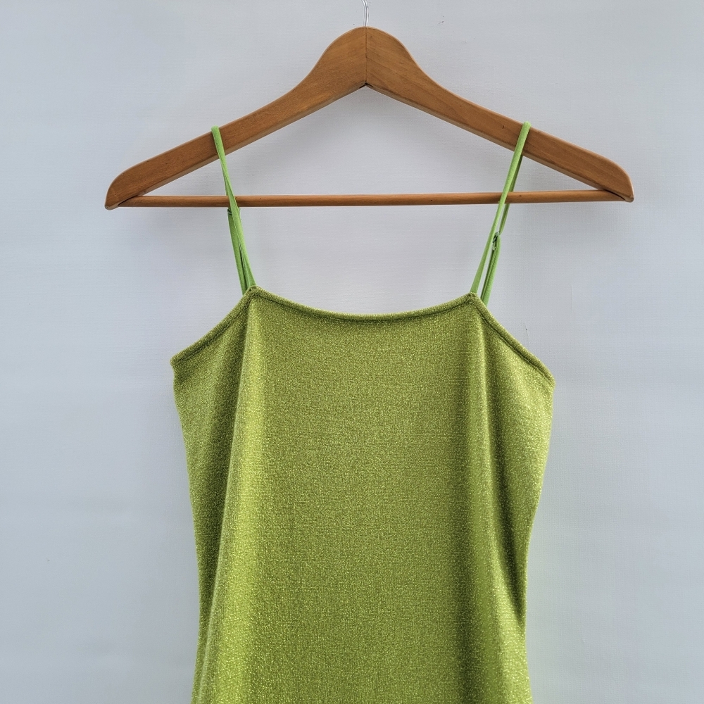 Resa Knit Collection Green Sheath Midi Dress Size Small Metallic Threading Boho - Picture 3 of 16